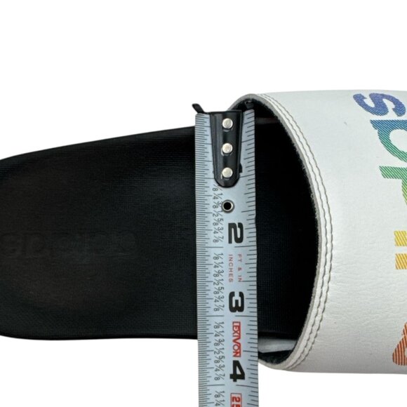 Adidas Adilette Size 6 White Rainbow Slides H02488 Flat Sandals Slippers Comfort - Picture 9 of 11
